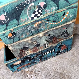 Bedýnky ze šuflátek. e-shop: fler.cz/mlsoun #recyklujeme #art #zvire #mlsoun #sufle #bedynka #upcyklace